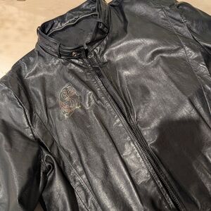 Y2k casa Blanca Vintage Black Leather Jacket